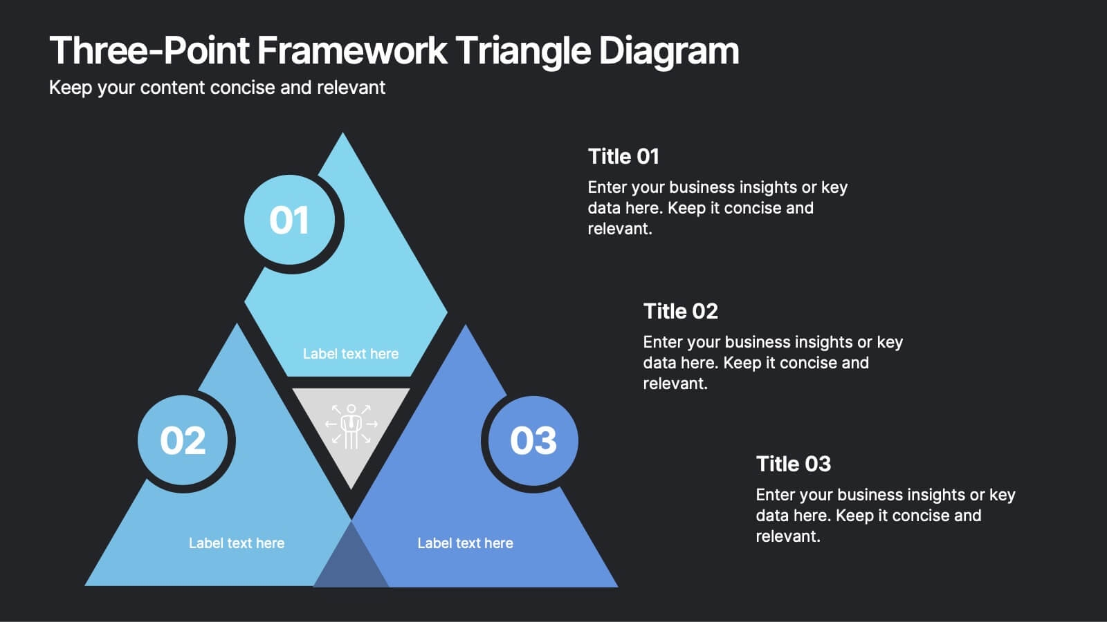 Three Point Framework Triangle Diagram Presentation Powerpoint Template And Google Slides Theme