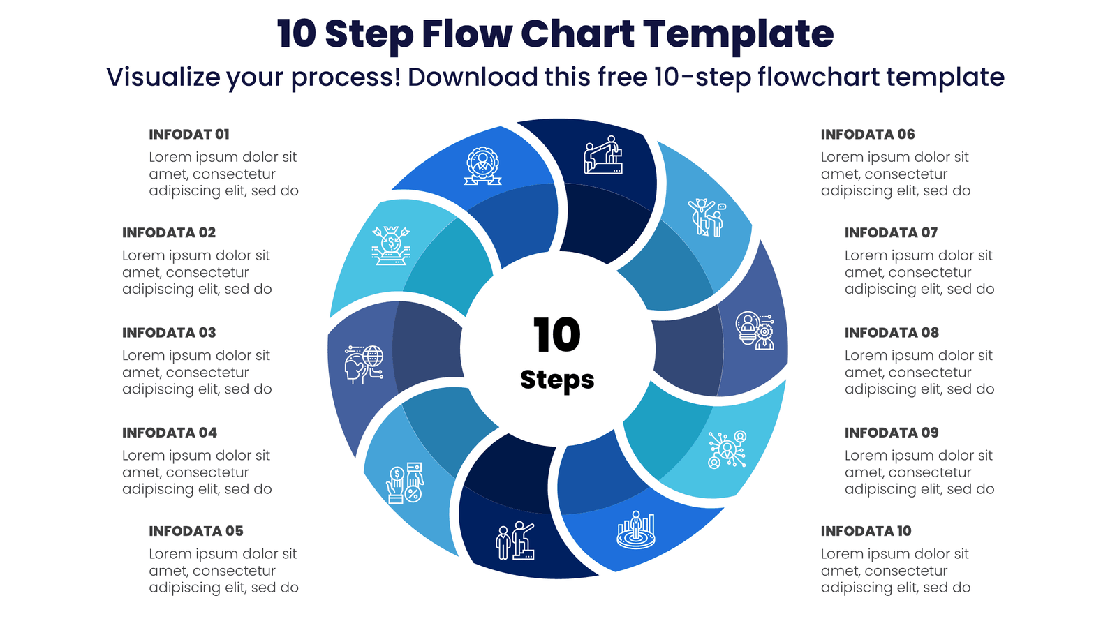Ultimate 10 Step Flow Chart Template Professional PowerPoint Infographic