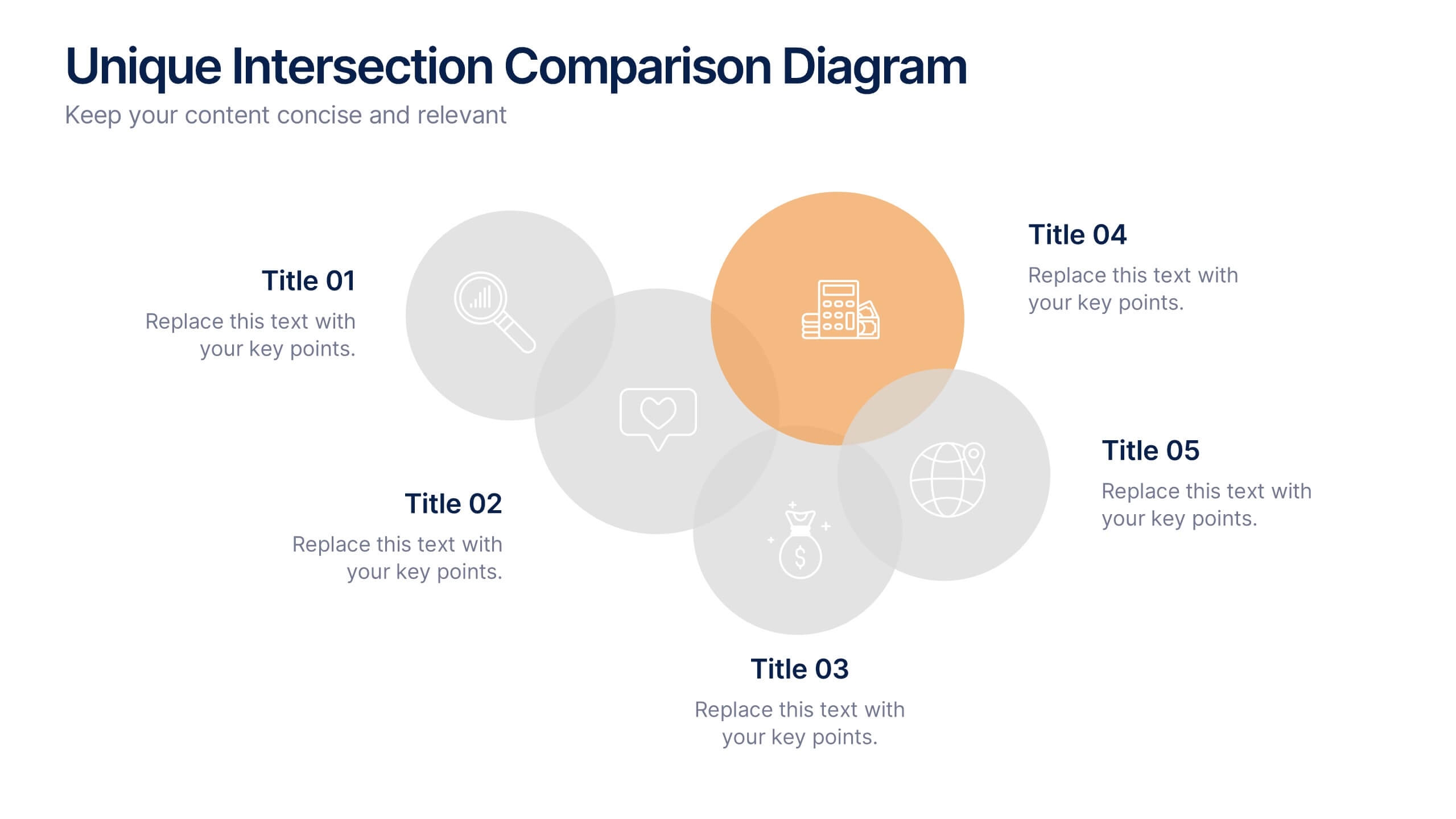 Unique Intersection Comparison Diagram PowerPoint Template And 
