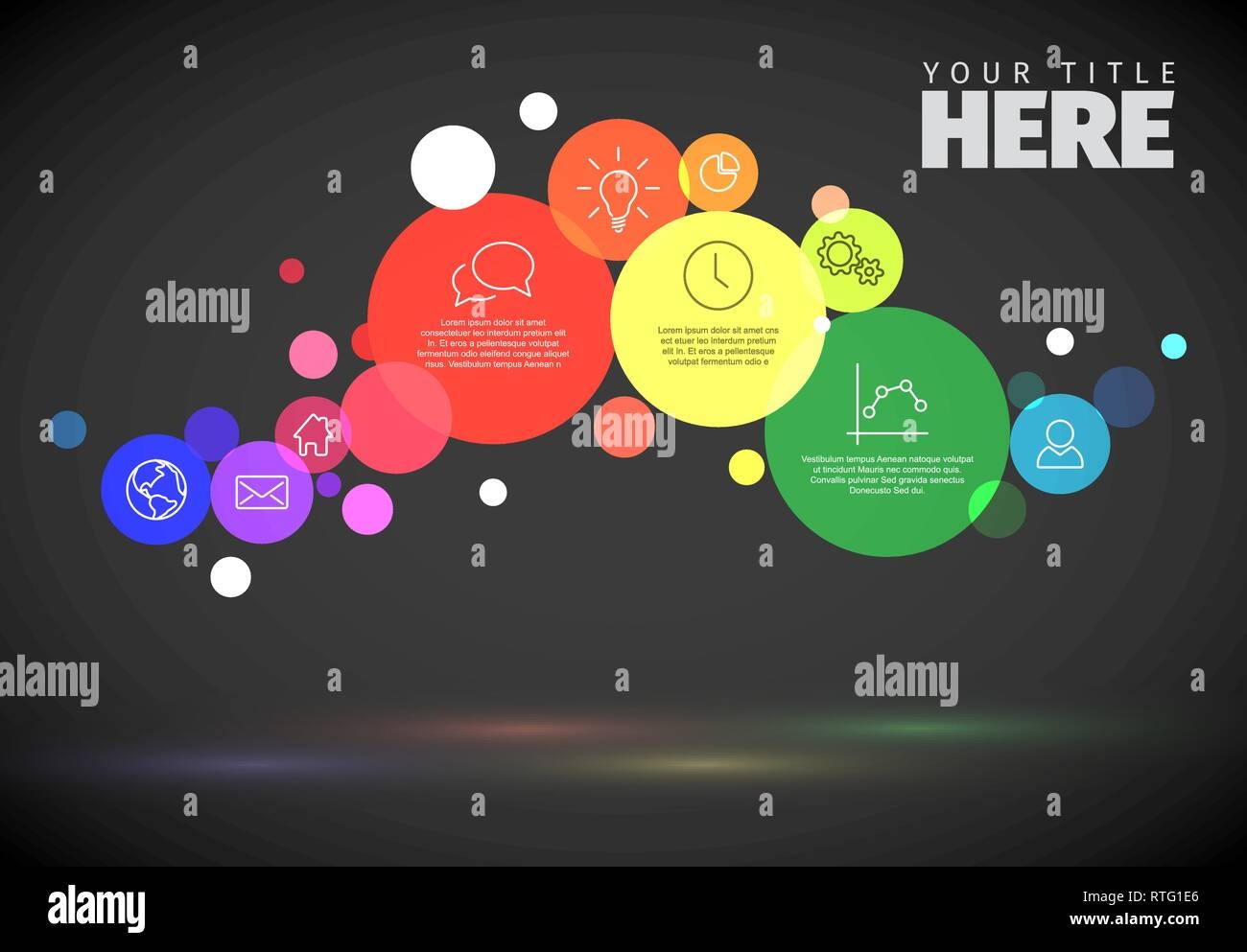 Vector Rainbow Diagram With Various Descriptive Circles Infographic Template Dark Version Stock Vector Image U0026 Art Alamy