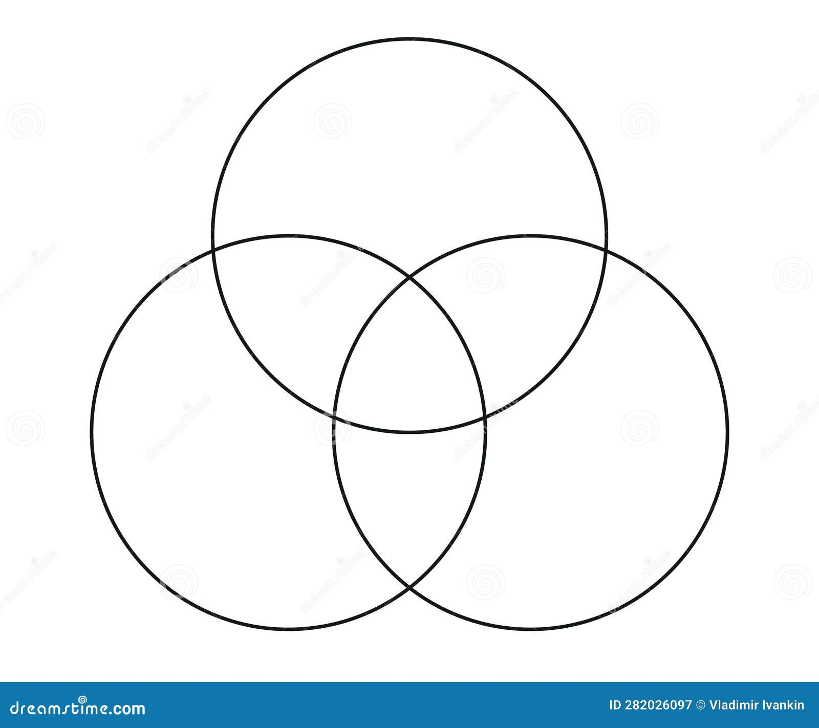 Venn Diagram Chart Vector Template Three Circle Stock Vector