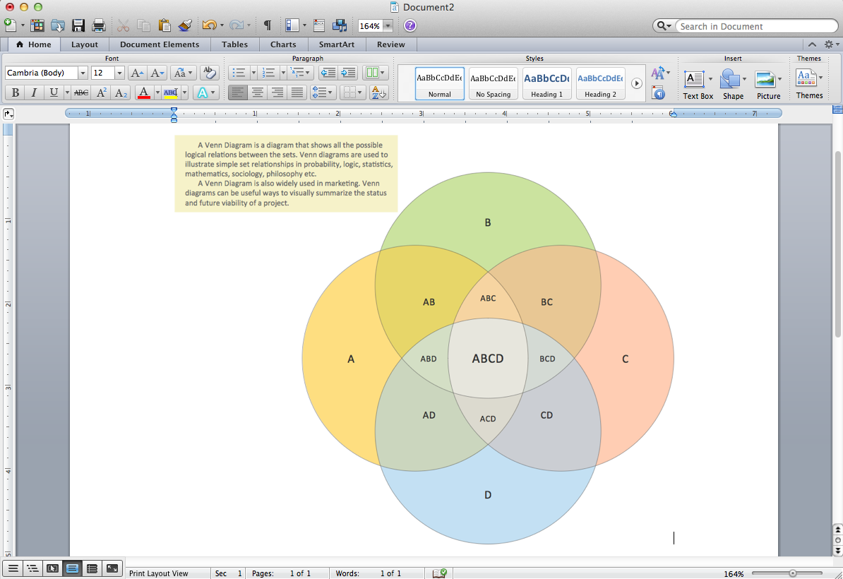 Venn Diagram Template For Word How To Add A Block Diagram To A MS Word Document Using ConceptDraw PRO Venn Diagram Venn Diagram In Ms Word