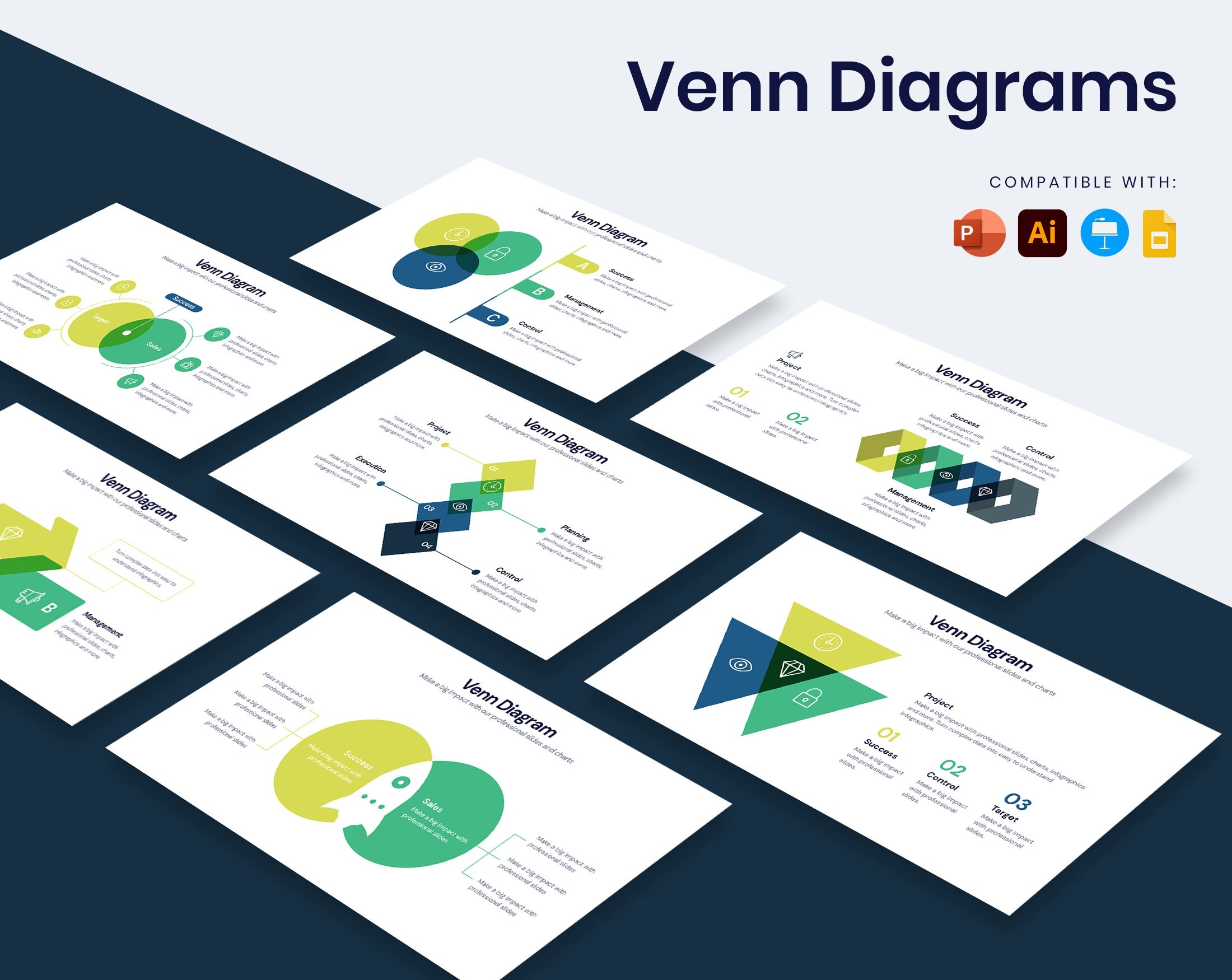 Venn Diagram Templates Diagrams For Powerpoint Illustrator 