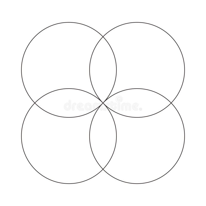 Venn Diagram Vector Chart Four Circle Line Style Stock Vector Illustration Of Diagram Modern 282009493