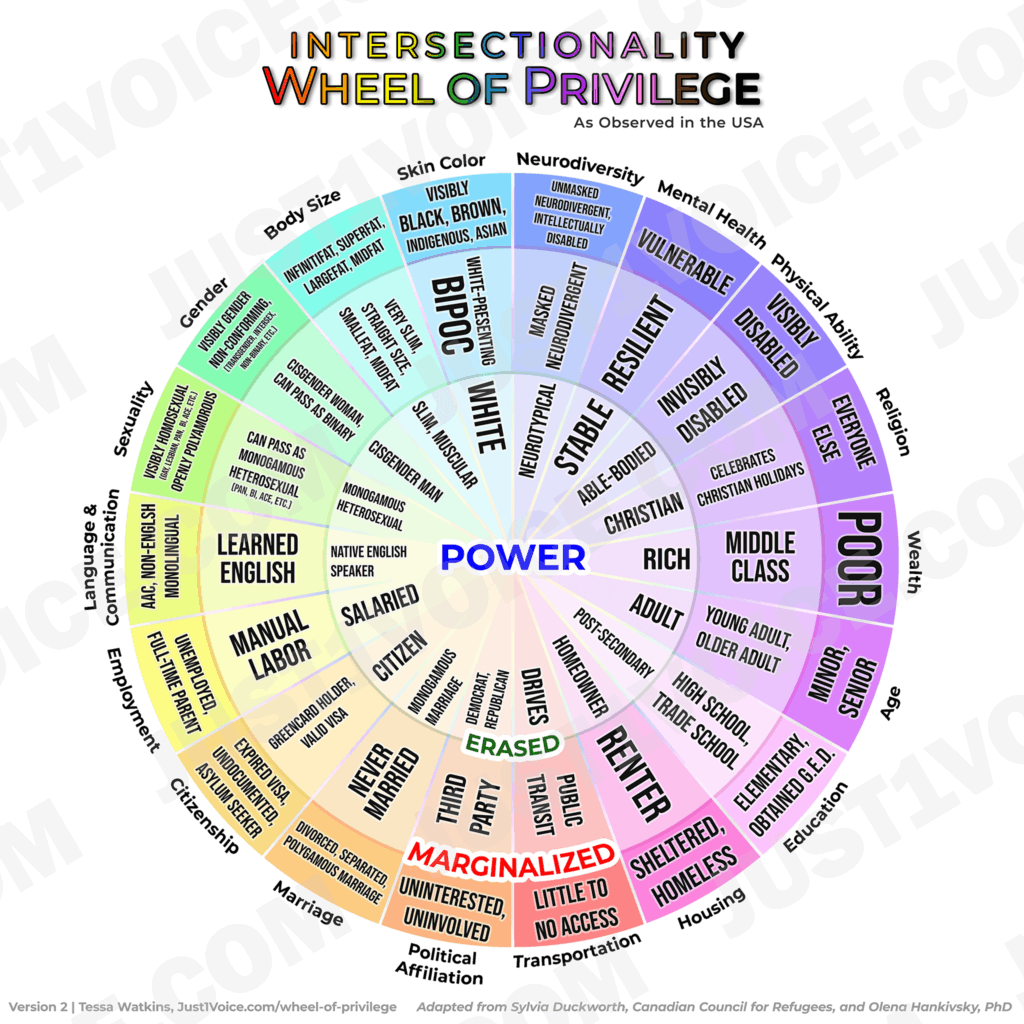 Wheel Of Privilege And Power Intersectionality Just 1 Voice