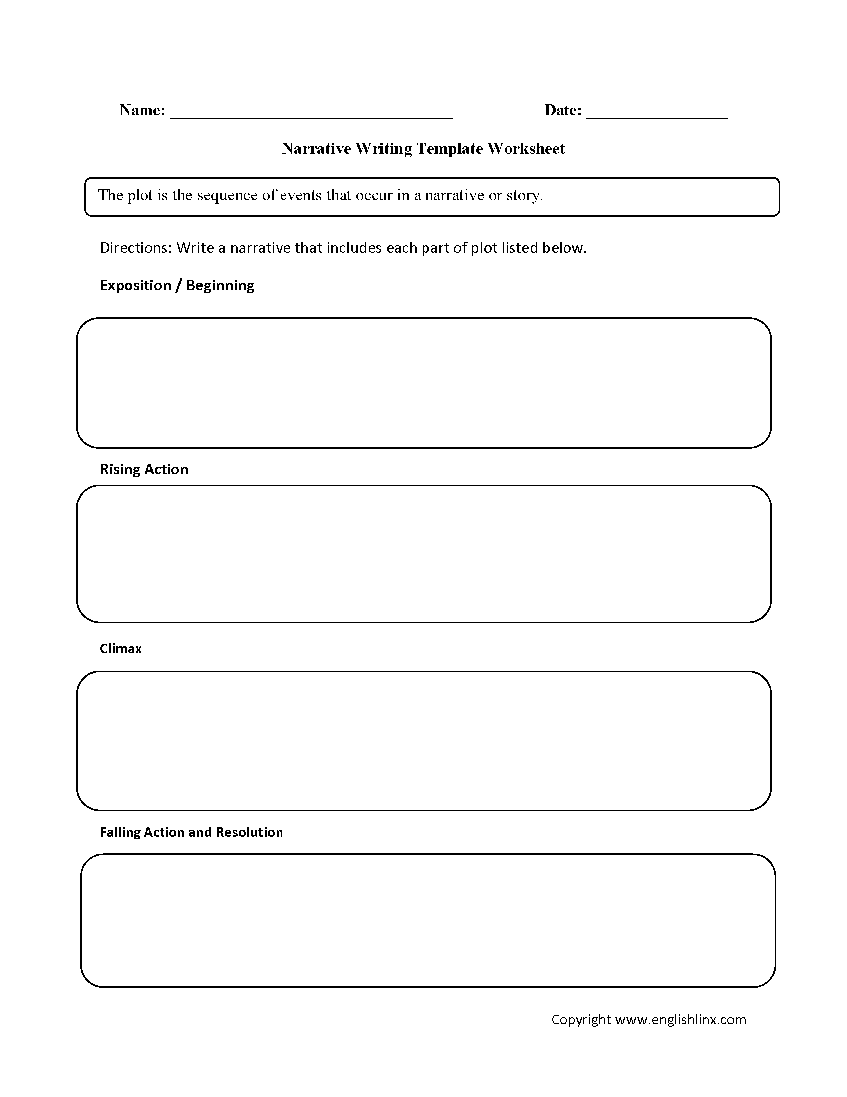 Writing Template Worksheets Narrative Writing Template Worksheet